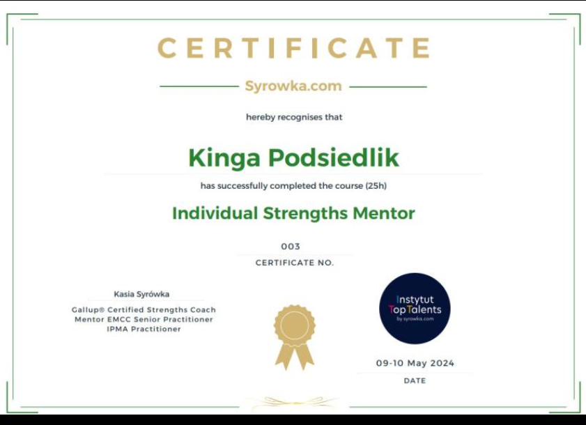 Podsiedlik_Certyfikat_Gallup